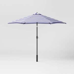 9' Round Cabana Stripe Outdoor Patio Market Umbrella with Black Pole - Threshold™ - 1 of 4