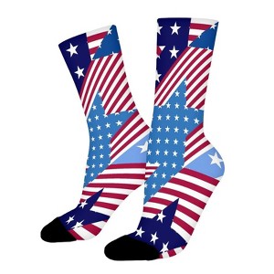 American Flag Star Women Printed Crew Socks Funny Funky Socks Soft Polyester Novelty Gifts for Artists Men - 1 of 1