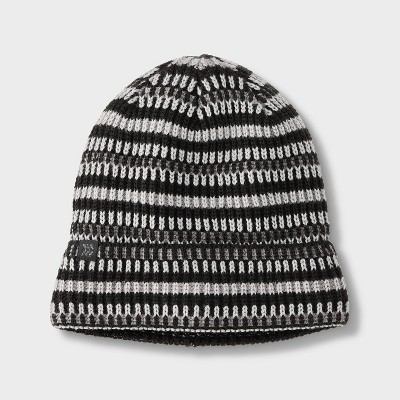 Boys' Plaited Striped Cuff Beanie - All In Motion™ Black/Gray One Size Fits Most