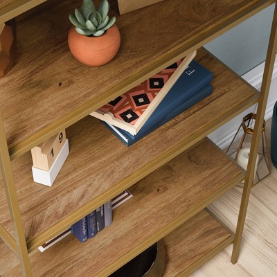 Luxurious Sindoori Mango & Satin Gold 5-Level Open Shelf Bookcase