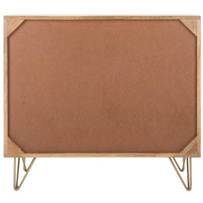 Transitional 32'' Natural Wood and Brass 3-Drawer Chest