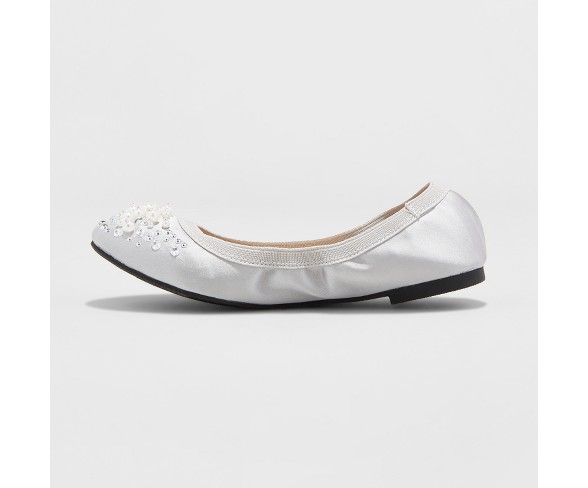 Girls' Stevies TGIF Embellished Scrunch Ballet Flats - Silver 13