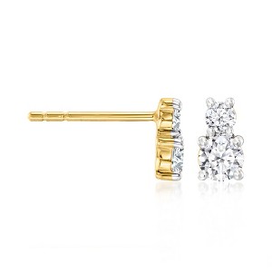 Ross-Simons 0.50 ct. t.w. Lab-Grown Diamond 2-Stone Earrings in 18kt Gold Over Sterling - 1 of 4