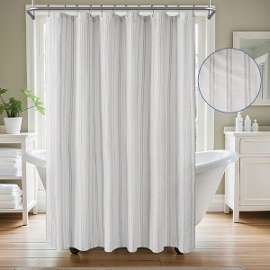 Chenille Stripe Water Repellent Shower Curtain, 72"x 72" - 1 of 4