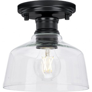 Progress Lighting Singleton 1-Light Semi-Flush Mount Ceiling Light, Matte Black, Clear Glass Shade - 1 of 1