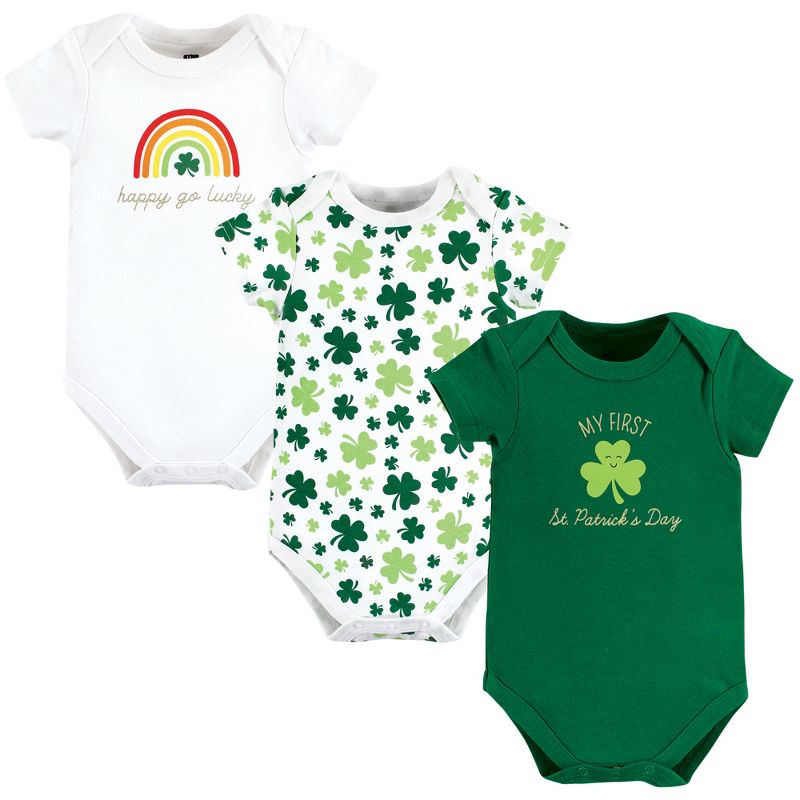 Hudson Baby Infant Girl Cotton Bodysuits, St Patricks Rainbow, 1 of 6