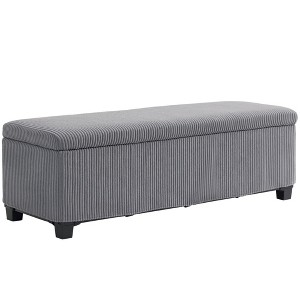 HOMCOM 47 Inches Storage Ottoman Bench, Foot Rest with Legs, Lid, End of Bed Bench, Corduroy Storage Chest for Living Room, Bedroom, Entryway - 1 of 4