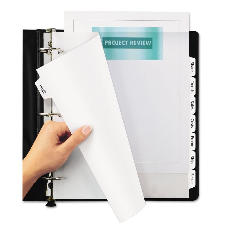 Avery Print & Apply Clear Label Dividers w/White Tabs 8-Tab 11 1/4 x 9 1/4 5 Sets 11441, 2 of 9