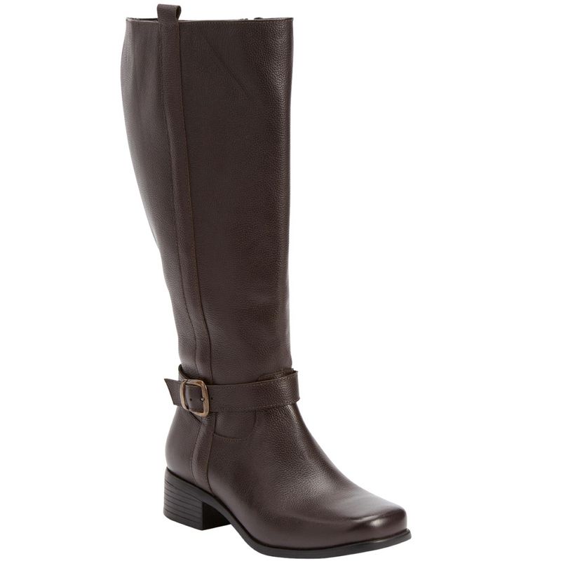 Comfortview Wide Width Donna Wide Calf Leather Boot Tall Knee High Women's Winter Shoes, 1 of 2