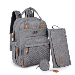 Dikaslon Diaper Bag Backpack with Portable Changing Pad, Pacifier Case and Stroller Straps, Gray