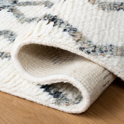 Ivory Hand-Knotted Wool Shag Area Rug, 8' x 10'