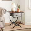 Tangkula Nightstand with Fabric Drawer Industrial 2-Tier Bedside Table with Storage - 2 of 4