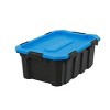 Water Resistant Plastic Storage Bins Black with Blue Lid, 18 Gallon - 2 of 4
