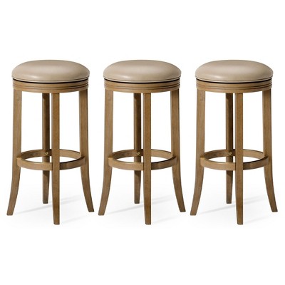 Maven Lane Eva Rotating Backless Kitchen Stool in Vegan Leather Upholstered Seat, Set of 3
