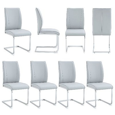 CAVINAS Modern Luxury Simple Arch Chair, PU High Resilience Dining Chair with Crazy Horse Texture and Arched Metal Leg