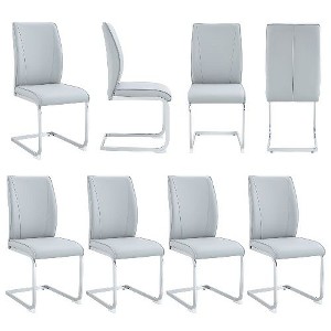 CAVINAS Modern Luxury Simple Arch Chair, PU High Resilience Dining Chair with Crazy Horse Texture and Arched Metal Leg - 1 of 4
