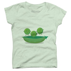 Girl's Design By Humans Cute jumping peas in pod cartoon illustration By thefrogfactory T-Shirt - 1 of 3