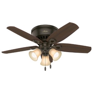 42" Builder Low Profile Ceiling Fan: WhisperWind Motor, 3-Speed, LED, Bronze - Hunter Fan - 1 of 4