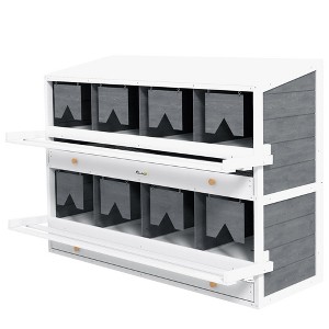 Skyzone Fir Wood Chicken Nesting Box for 3 Hens, Weatherproof Asphalt Roof, Gray - Coop Accessory - 1 of 4