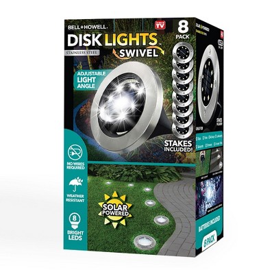 Stainless Steel Solar Powered Swivel LED Pathway Lights, 8-Pack
