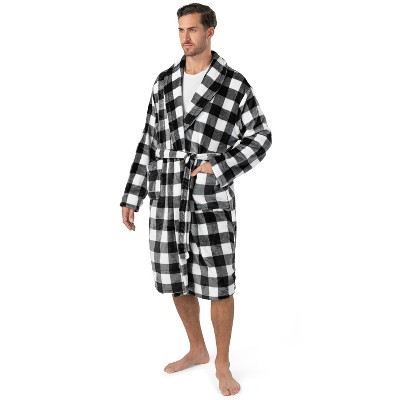 PAVILIA Mens Robe, Soft Bathrobe for Men, Fleece Warm Long Plush Microfiber Shawl Collar Pocket, Bath Shower Spa