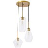 Elegant Lighting Gene 3 light Brass and Clear glass pendant - 3 of 4