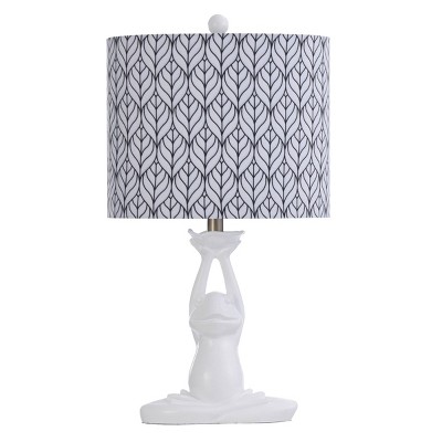 Whimsical Moulded Frog Table Lamp with Printer Shade Navy/White - StyleCraft