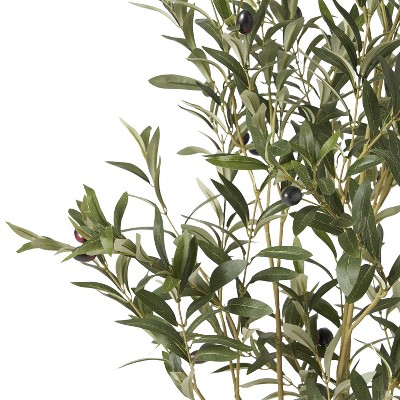4' Green Plastic Potted Artificial Olive Tree