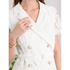 INSPIRE CHIC Women's Short Sleeve Floral Lace Lapel Collar Double Breasted Wedding Cocktail Belted A-Line Dress - 4 of 4