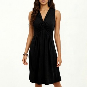 Anna-Kaci Women's Sleeveless V Neck Midi Dress with Front Twist Detail and  Flowy A Line Silhouette - X Large, Black : Target
