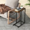 Costway C-shaped Side Table Industrial Sofa Table with Heavy-duty Metal Frame Brown/Gray - 2 of 4