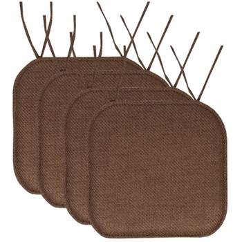 Chocolate Micro Fiber Chair Pads With Tie Backs (set Of 4) - Essentials :  Target