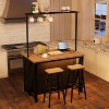 Wooden Kitchen Island with Storage, Power Outlet & LED Lights, Large Kitchen Island Table with 3 Tier Microwave Stand Oven Shelf, Coffee Bar Table - 3 of 4