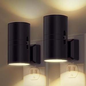 BRINJOY Plug-in Night Light 2-Pack - Dimmable Wall Sconce with Dusk-to-Dawn Sensor, Adjustable 0-100LM Soft White 3000K for Hallway Bedroom Stairs - 1 of 4