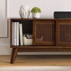 Modern Rattan TV Stand For TV Up To 65 Inch Entertainment Center Media Console Cabinet With Sliding Door,abstract,brown,59in,4.92ft - 4 of 4