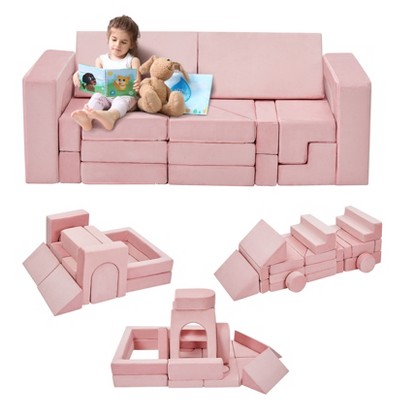 Kids Couch 8PCS Play couch,modular kids play couch for playroom, Playhouse Play Set for Toddlers Babies, Foam Modular Sectional Sofa
