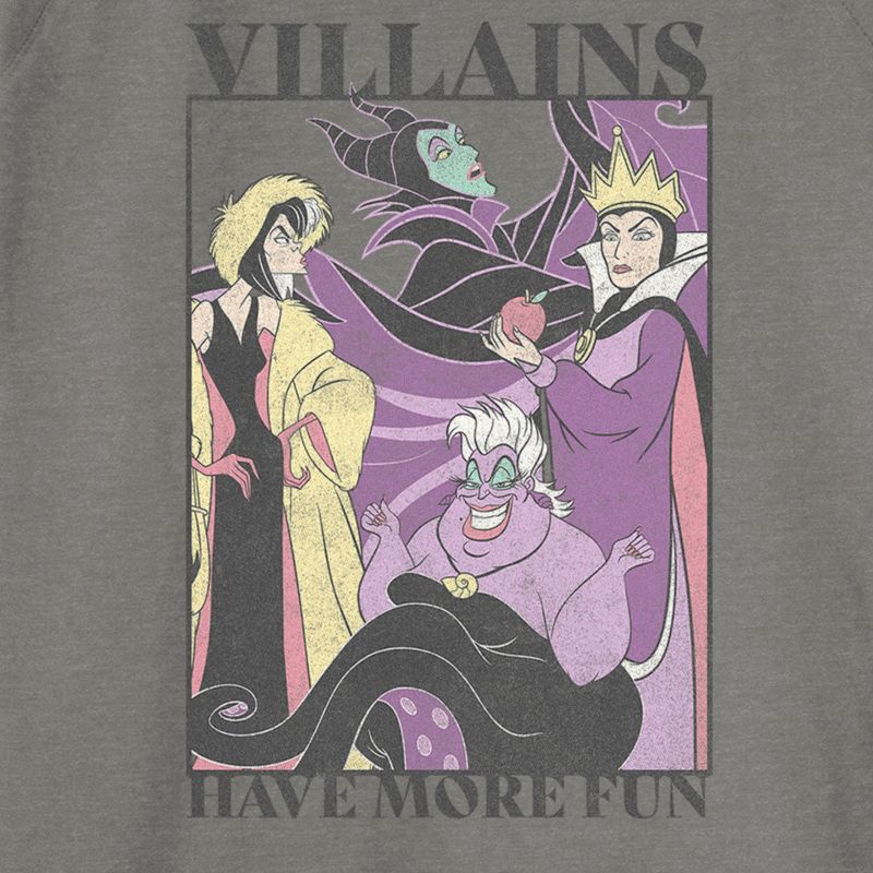 Juniors Womens Disney Villains Have More Fun Distressed Poster Sweatshirt, 2 of 4