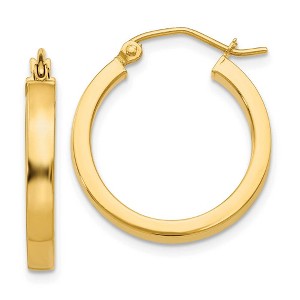 Black Bow Jewelry Polished 14k Yellow Gold 2x3x20mm Square Tube Round Hoop Earrings - 1 of 4