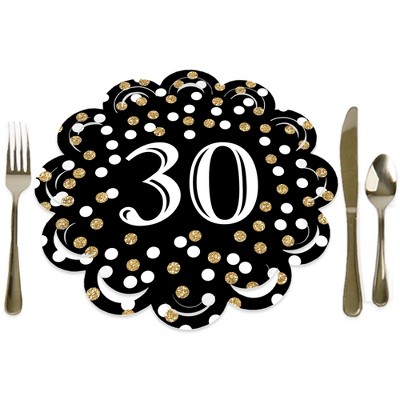 Big Dot of Happiness Adult 30th Birthday - Gold - Birthday Party Round Table Decorations - Paper Chargers - Place Setting For 12