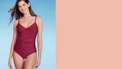 Women's Underwire Belted One Piece Swimsuit - Shade & Shore™ Red Xl : Target