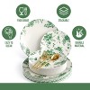 Earthtrends 200 Pc Holiday Dinnerware Set – Serves 40 with Gold Silverware, 10" Charger & 8" Dessert Plates in Festive White and Green Verdure - 3 of 4