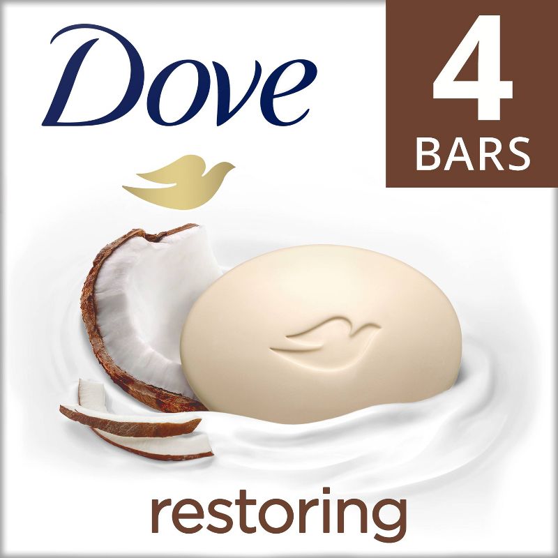 Dove Beauty Restoring Coconut & Cocoa Butter Beauty Bar Soap, 1 of 8