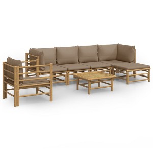 vidaXL Garden Lounge Set Taupe Bamboo Moderate Modular - 1 of 4