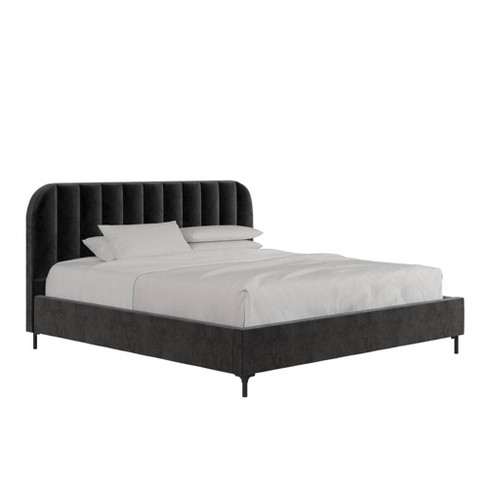 King Cara Velvet Upholstered Bed Black, Target Upholstered Headboard King Size