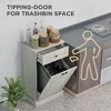 Resenkos Storage Cabinet,Kitchen Tilt Out Trash Bin Cabinet Free Standing Storage Cabinet with Drawer, Light Gray - 2 of 4