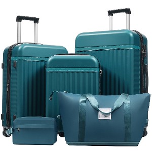 Lyngins 3-Piece Front Opening Luggage Set – 20" Carry on Luggage & 24" Expandable Suitcase with Matching Duffel Bag, USB Port, 360° Spinner Wheels - 1 of 4