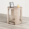 Vynxaria Modern Round End Table Oak Finish, Open Bottom Storage, Rubberwood/Oak Veneer/Engineered Wood, for Living Room - 2 of 4