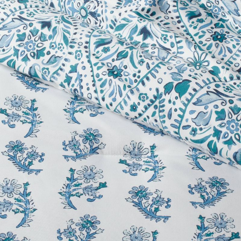 12pc Reversible Paisley Print Comforter & Sheets Set Blue/Dark Teal Blue - Threshold™, 5 of 17
