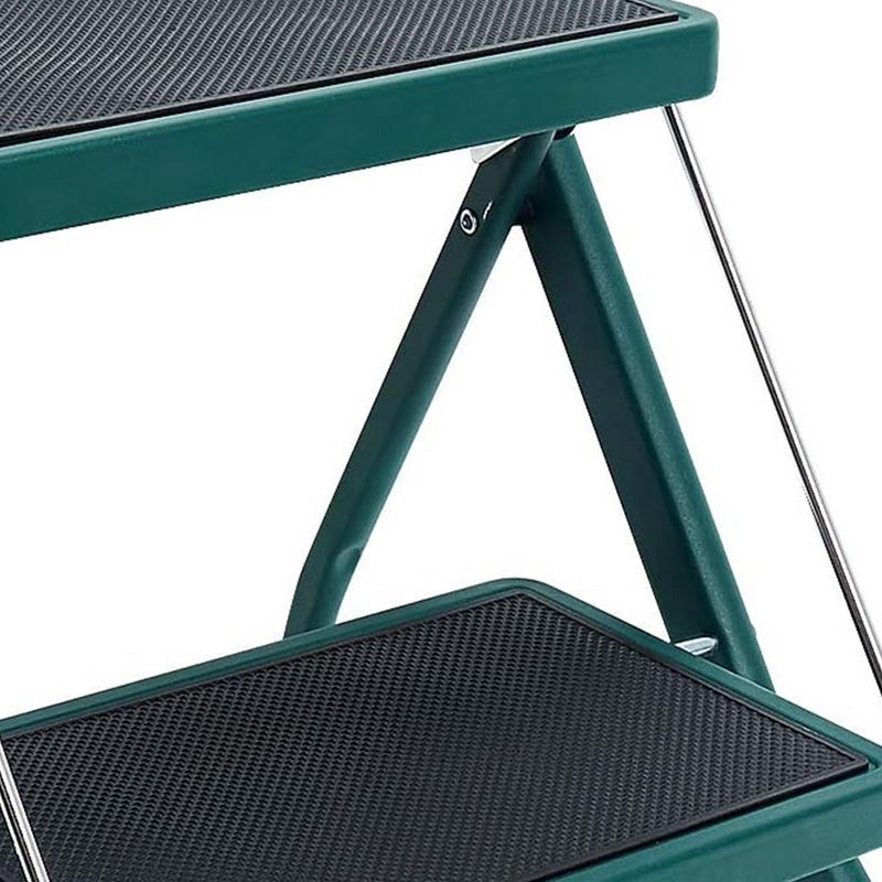 Delxo Portable Collapsible Lightweight Alloy Steel 2 Step Stool Step Ladder with Non-Slip Wide Pedestal and Locking Mechanism, Green, 6 of 8