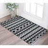 Gray White And Black Wool Geometric Flatweave Handmade Area Rug With Fringe - 2 of 4